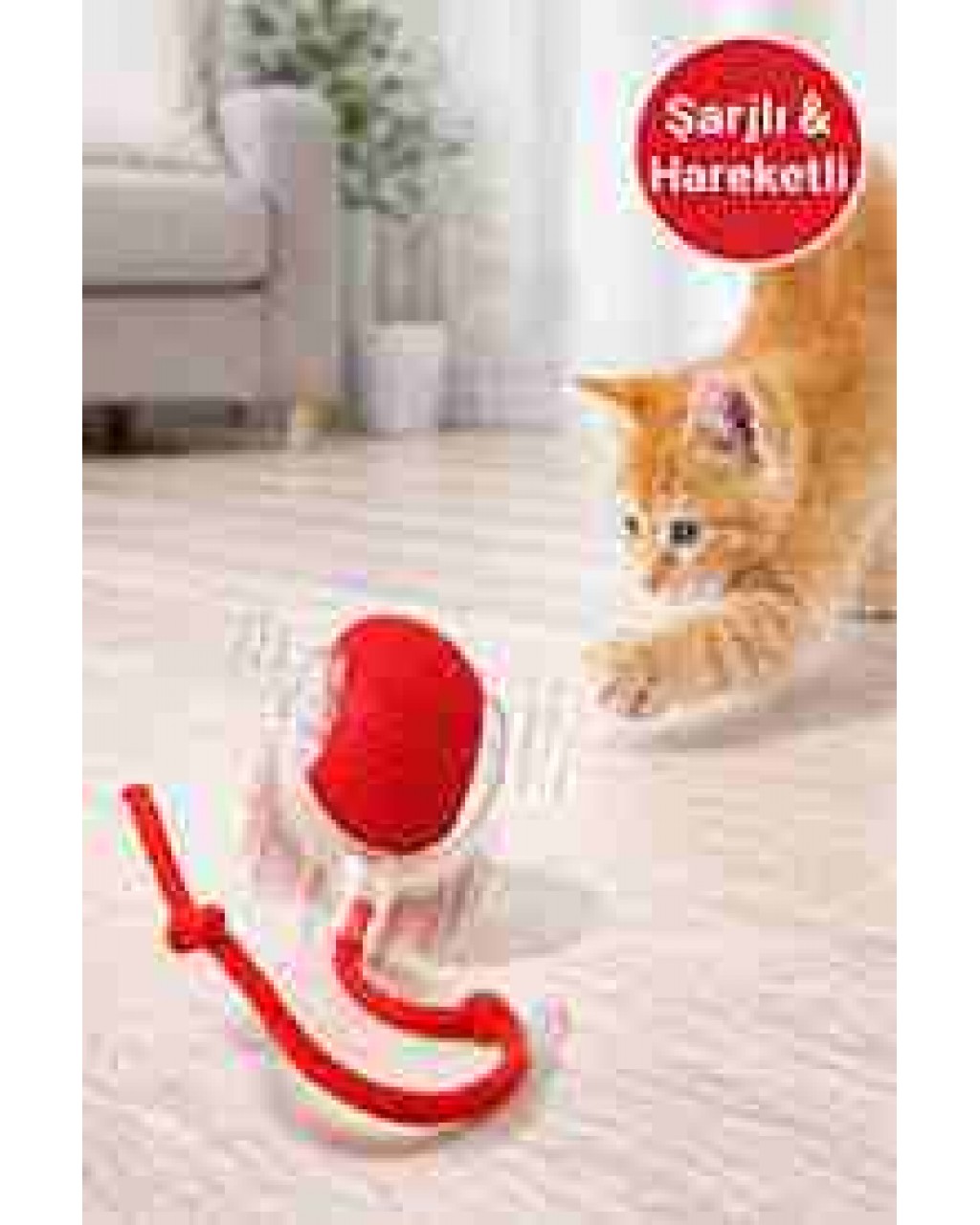 Hareketli Tüylü Top Kedi Oyuncağı Şarjlı Akıllı Oyun Topu Otomatik Yuvarlanan Pilsiz Peluş Oyuncak
