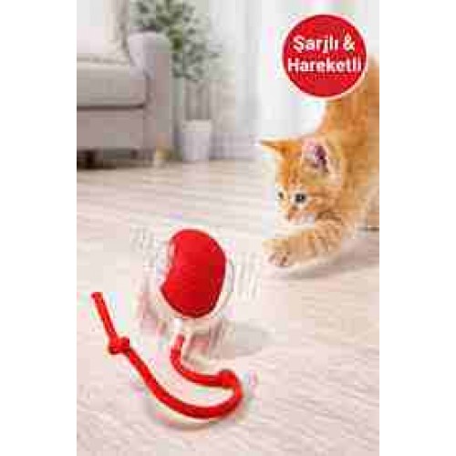 Hareketli Tüylü Top Kedi Oyuncağı Şarjlı Akıllı Oyun Topu Otomatik Yuvarlanan Pilsiz Peluş Oyuncak